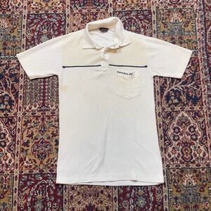 VINTAGE 70s SWEATS DD MENS WHITE COLLARED‎ POLO SHIRT S-XS